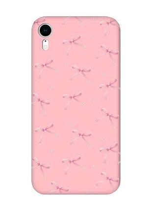 Матовый розовый чехол на apple iphone xr бантики (принт 404)