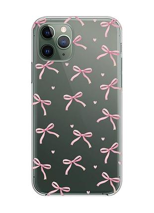 Прозрачный чехол на iphone 12 / 12 pro бантики (принт 404)