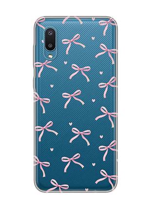 Прозрачный чехол на samsung galaxy a02/a022 (2021) бантики (принт 404)
