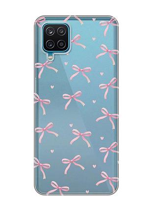 Прозрачный чехол на samsung galaxy a12 4g бантики (принт 404)