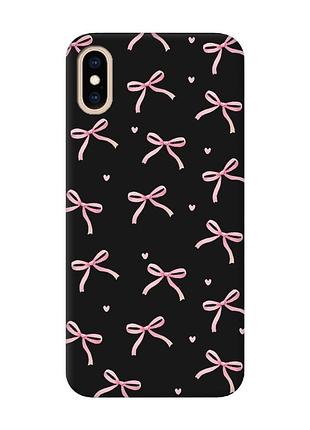 Матовый черный чехол на iphone xs max бантики (принт 404)