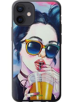 Чехол на iphone 12 mini арт-девушка в очках "3994u-2071-10746"