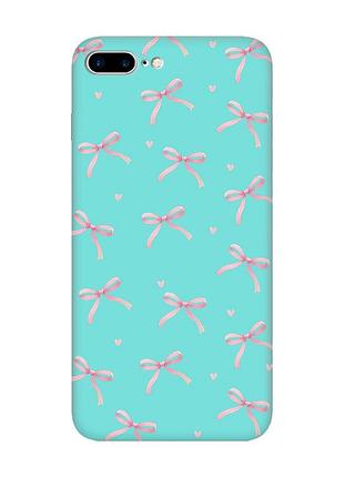 Матовый бирюзовый чехол на iphone 7 plus / 8 plus бантики (принт 404)