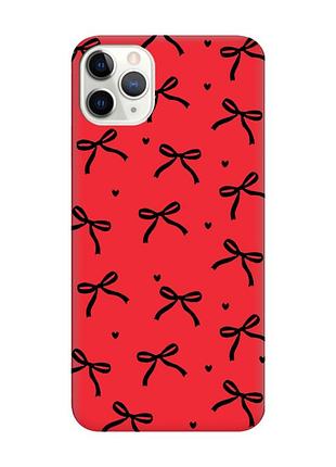 Матовый красный чехол на iphone 11 pro max (6.5) бантики (принт 405)