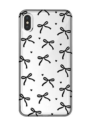 Прозрачный чехол на iphone xs max бантики (принт 405)