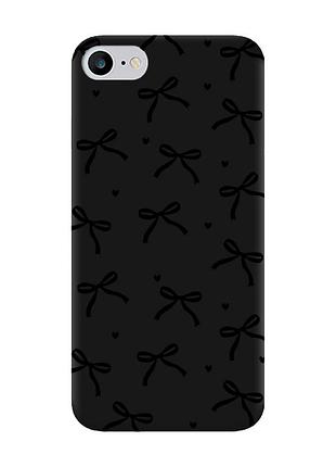 Матовый черный чехол на iphone 7/8 бантики (принт 405)