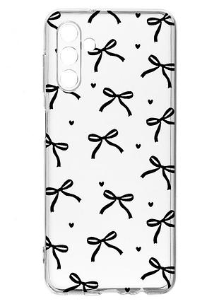 Прозрачный чехол на samsung a04s/a13 5g бантики (принт 405)