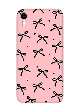 Матовый розовый чехол на apple iphone xr бантики (принт 405)