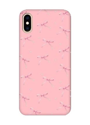 Матовый розовый чехол на iphone xs max бантики (принт 404)