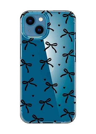 Прозрачный чехол на iphone 13 mini бантики (принт 405)