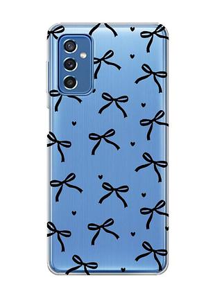 Прозрачный чехол на samsung galaxy m52 бантики (принт 405)