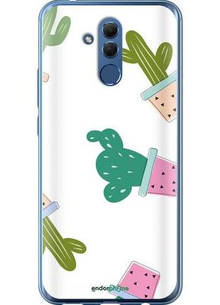 Чехол на huawei mate 20 lite кактусы в горшочках "3968u-1575-10746"