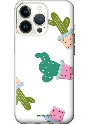 Чехол на iphone 13 pro кактусы в горшочках "3968u-2372-10746"