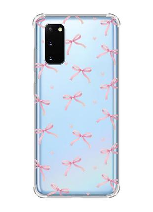 Чехол с утолщёнными углами на samsung galaxy s20 plus бантики (принт 404)