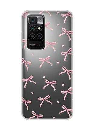 Прозрачный чехол на xiaomi redmi 10/10 (2022) бантики (принт 404)