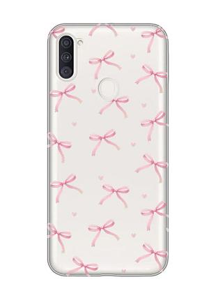 Прозрачный чехол на samsung galaxy a11 бантики (принт 404)