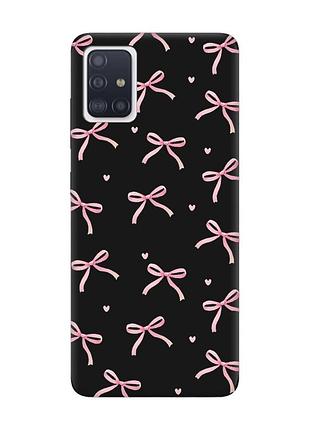 Матовый черный чехол на samsung galaxy a71 / a715 бантики (принт 404)