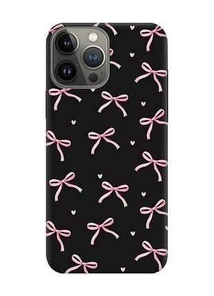 Матовий чорний чохол на apple iphone 13 pro бантики (принт 404)