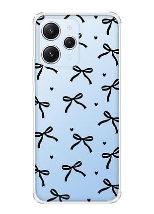 Чехол с утолщёнными углами на xiaomi redmi 12 бантики (принт 405)