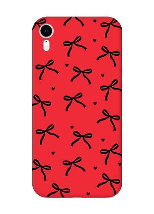 Матовый красный чехол на apple iphone xr бантики (принт 405)