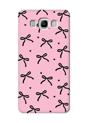 Матовый розовый чехол на samsung galaxy j7(2016) j710 бантики (принт 405)