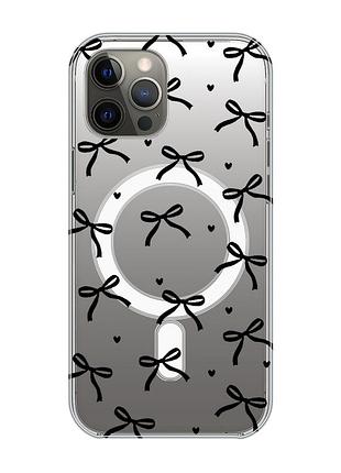 Магнитный чехол на iphone 12 pro max с поддержкой magsafe бантики (принт 405)