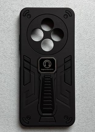 Xiaomi redmi 14c чехол armor magnetic противоударный, черный, матовый пластик с ножкой подставкой