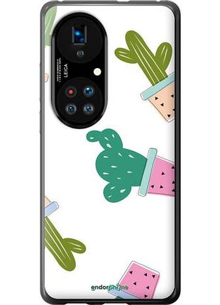 Чехол на huawei p50 кактусы в горшочках "3968u-2292-10746"