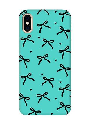 Матовый бирюзовый чехол на iphone xs max бантики (принт 405)