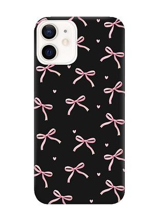 Матовий чорний чохол на apple iphone 12 / 12 pro (6.1) бантики (принт 404)