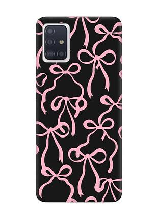 Матовый черный чехол на samsung galaxy a51 бантики (принт 406)