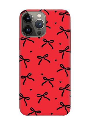 Матовий червоний чохол на apple iphone 13 pro бантики (принт 405)
