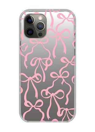 Прозрачный чехол на iphone 12 pro max бантики (принт 406)