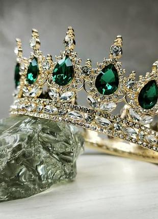 Корона на торт, диадема, аксессуар для волос d 12.5 см зелений