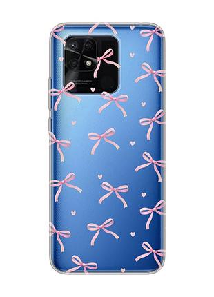 Прозорий чохол на xiaomi redmi 10c бантики (принт 404)