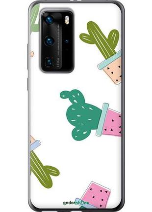 Чехол на huawei p40 pro кактусы в горшочках "3968u-1839-10746"