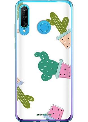 Чехол на huawei p30 lite кактусы в горшочках "3968u-1651-10746"