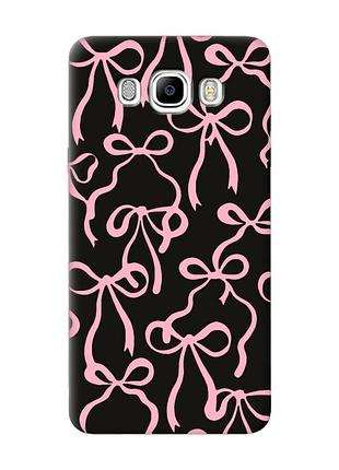 Матовый черный чехол на samsung galaxy j7(2016) j710 бантики (принт 406)