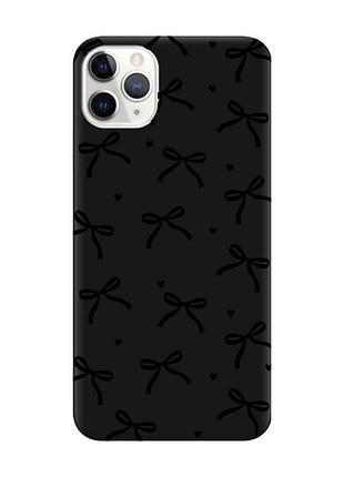 Матовый черный чехол на iphone 11 pro max (6.5) бантики (принт 405)