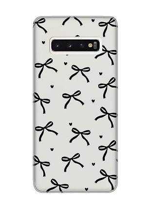 Прозрачный чехол на samsung galaxy s10 бантики (принт 405)