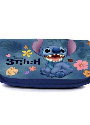 Школьный пенал лило и стич органайзер универсальный (lilo & stitch - 005) синий