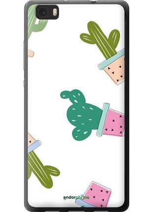 Чохол на huawei ascend p8 lite кактуси в горщиках "3968u-126-10746"