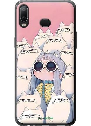 Чехол на samsung galaxy a6s милая девочка и коты самсунг а6с