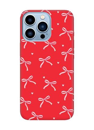 Матовий червоний чохол на apple iphone 13 pro max бантики (принт 404)