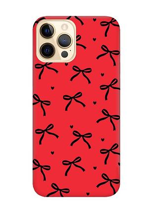 Матовый красный чехол на apple iphone 12 pro max бантики (принт 405)