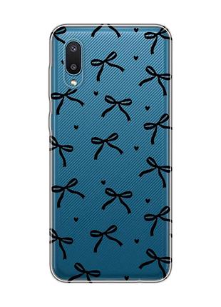 Прозрачный чехол на samsung galaxy a02/a022 (2021) бантики (принт 405)