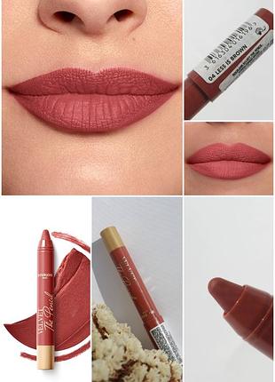 ☕ коричневая нюдовая стойкая матовая помада карандаш буржуа bourjois velvet the pencil 04 less is brown
