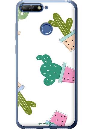 Чехол на huawei honor 7c кактусы в горшочках "3968u-1411-10746"