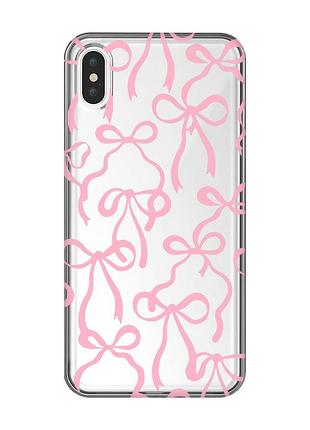 Прозрачный чехол на iphone xs max бантики (принт 406)