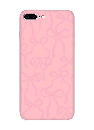Матовый розовый чехол на iphone 7 plus / 8 plus бантики (принт 406)